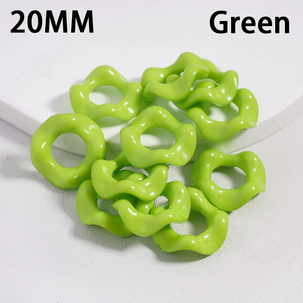 Acrylic Beads Wavy Shape Spacer Large Hole, Solid Color, 20MM - Image 3