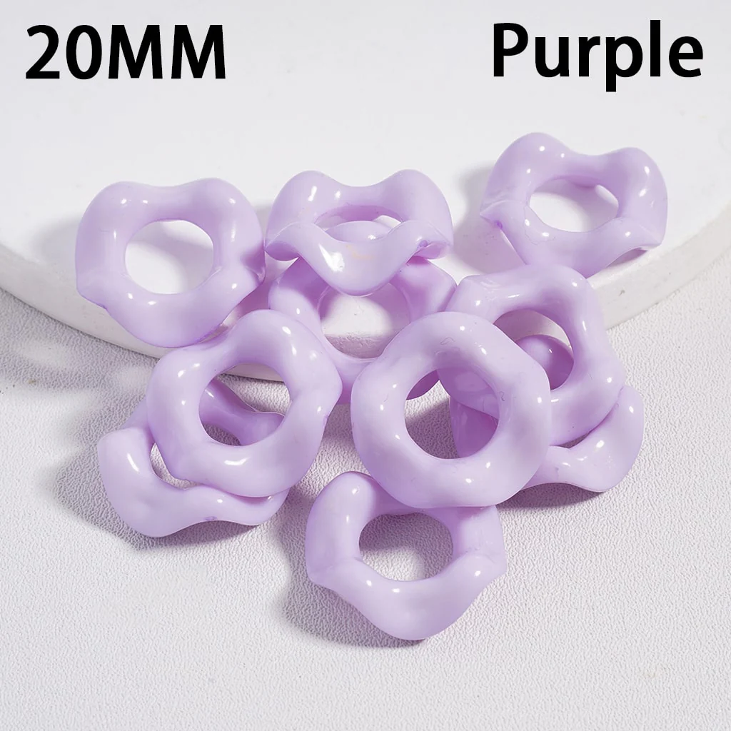 Acrylic Beads Wavy Shape Spacer Large Hole, Solid Color, 20MM - Image 6
