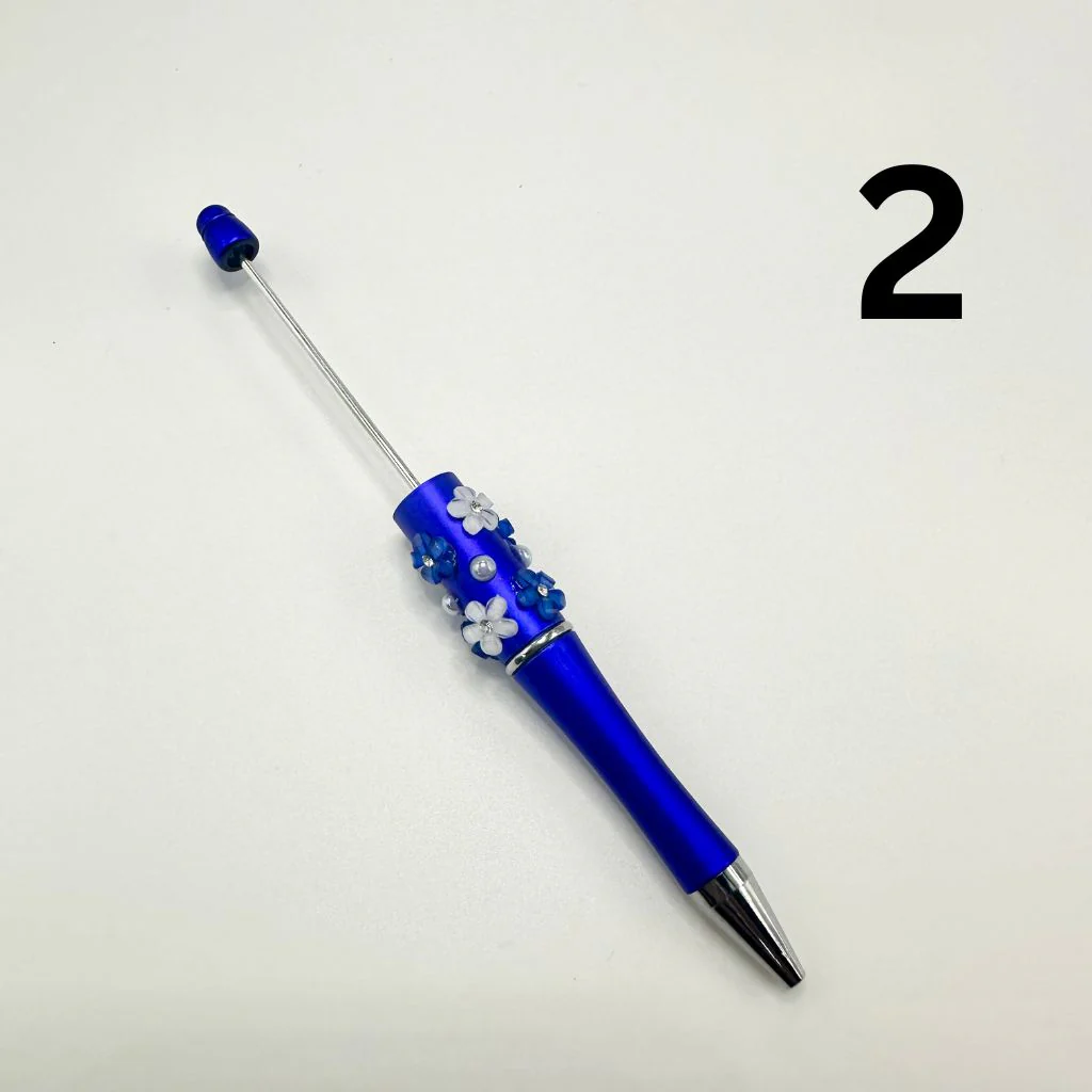 Beaded Pens in Solid Colors with Acrylic Flower and Clear Rhinestone - Image 17