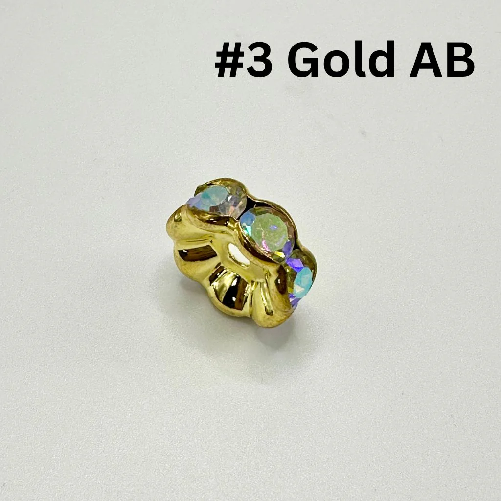 Crimp Beads, Huge Wavy Spacers with Rhinestones in Solid Colors, 20mm, ZJ - Image 4