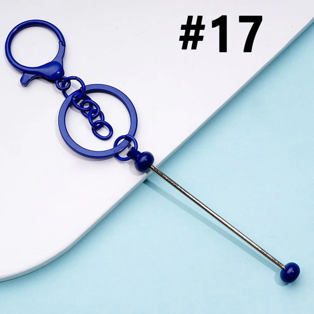 Metal Beadable Keychain with Bar and Lobster Clasp in Solid Colors - Image 11