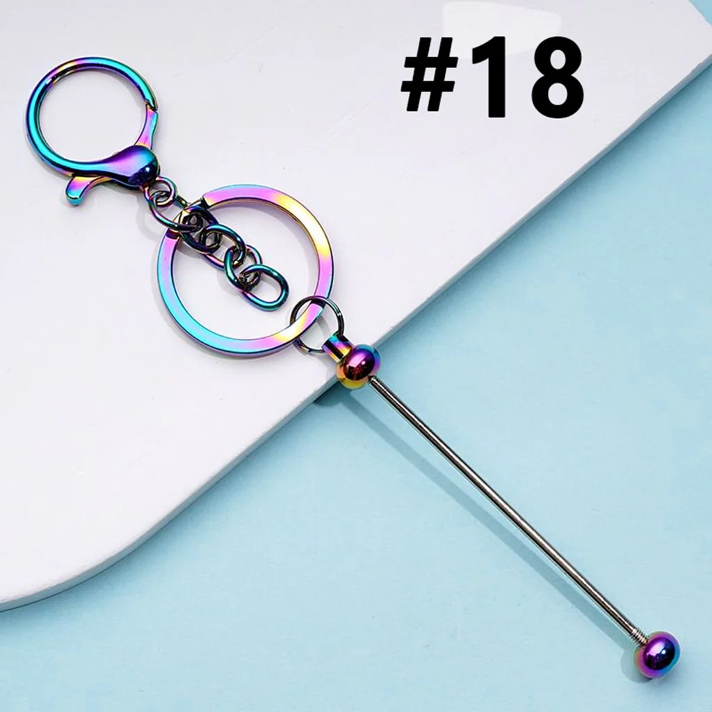 Metal Beadable Keychain with Bar and Lobster Clasp in Solid Colors - Image 12