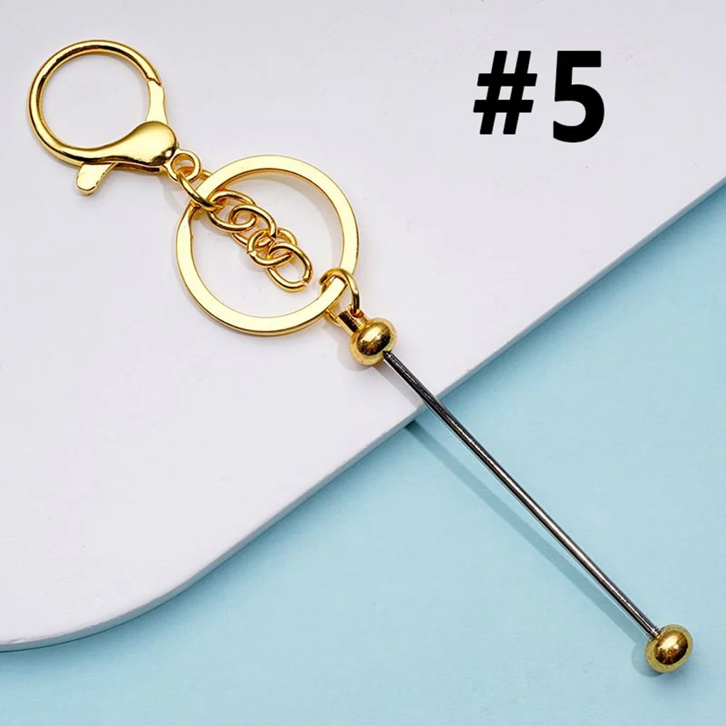 Metal Beadable Keychain with Bar and Lobster Clasp in Solid Colors - Image 16