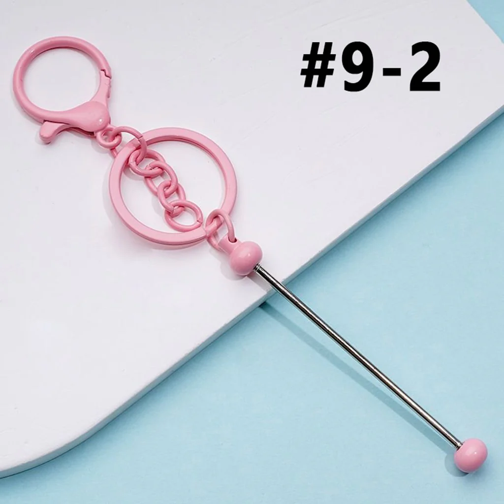 Metal Beadable Keychain with Bar and Lobster Clasp in Solid Colors - Image 21