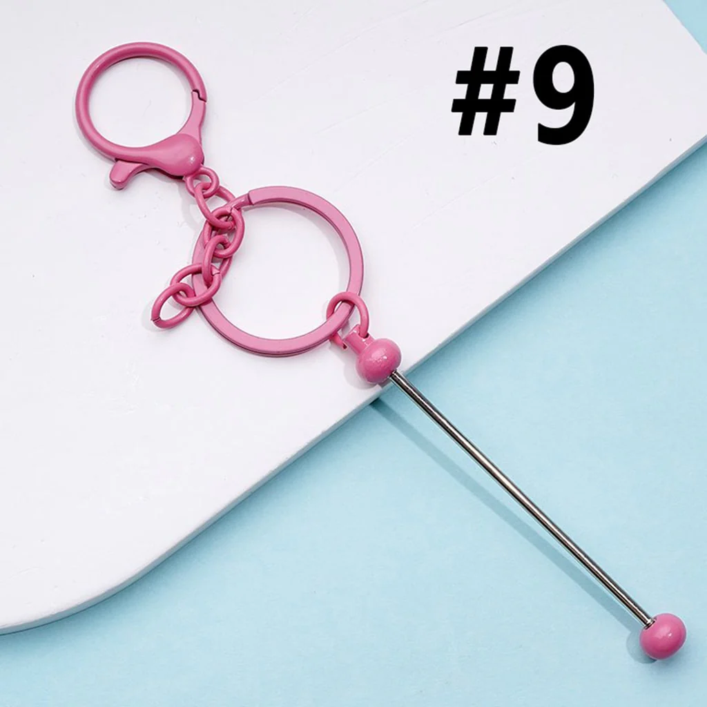Metal Beadable Keychain with Bar and Lobster Clasp in Solid Colors - Image 22