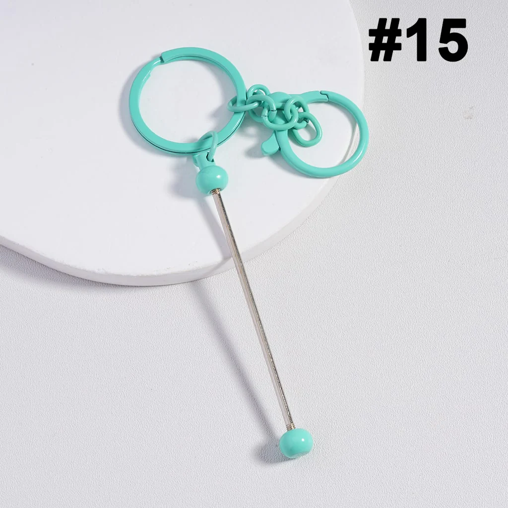 Metal Beadable Keychain with Bar and Lobster Clasp in Solid Colors - Image 23