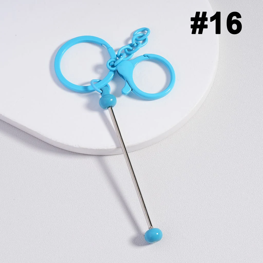 Metal Beadable Keychain with Bar and Lobster Clasp in Solid Colors - Image 24