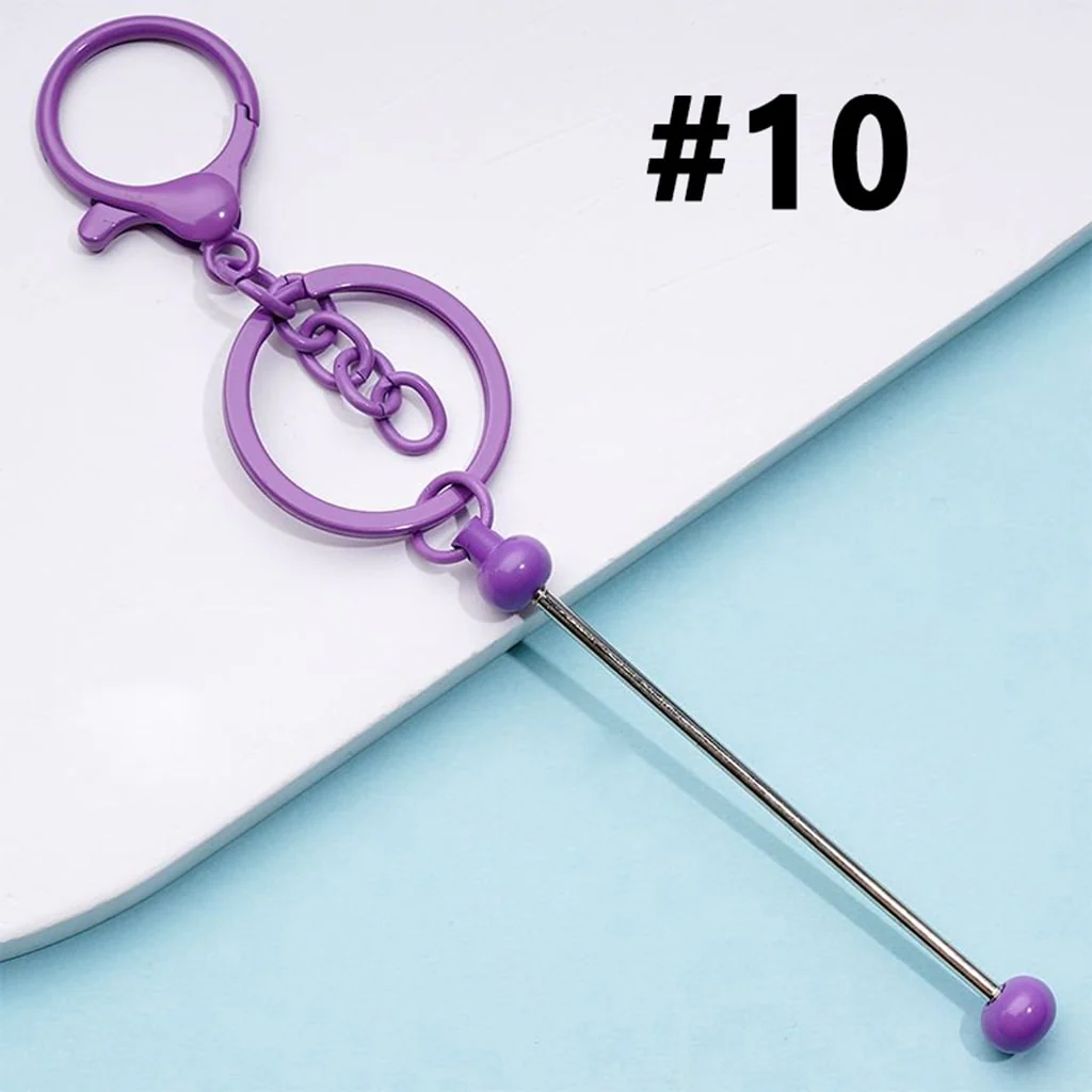 Metal Beadable Keychain with Bar and Lobster Clasp in Solid Colors - Image 5
