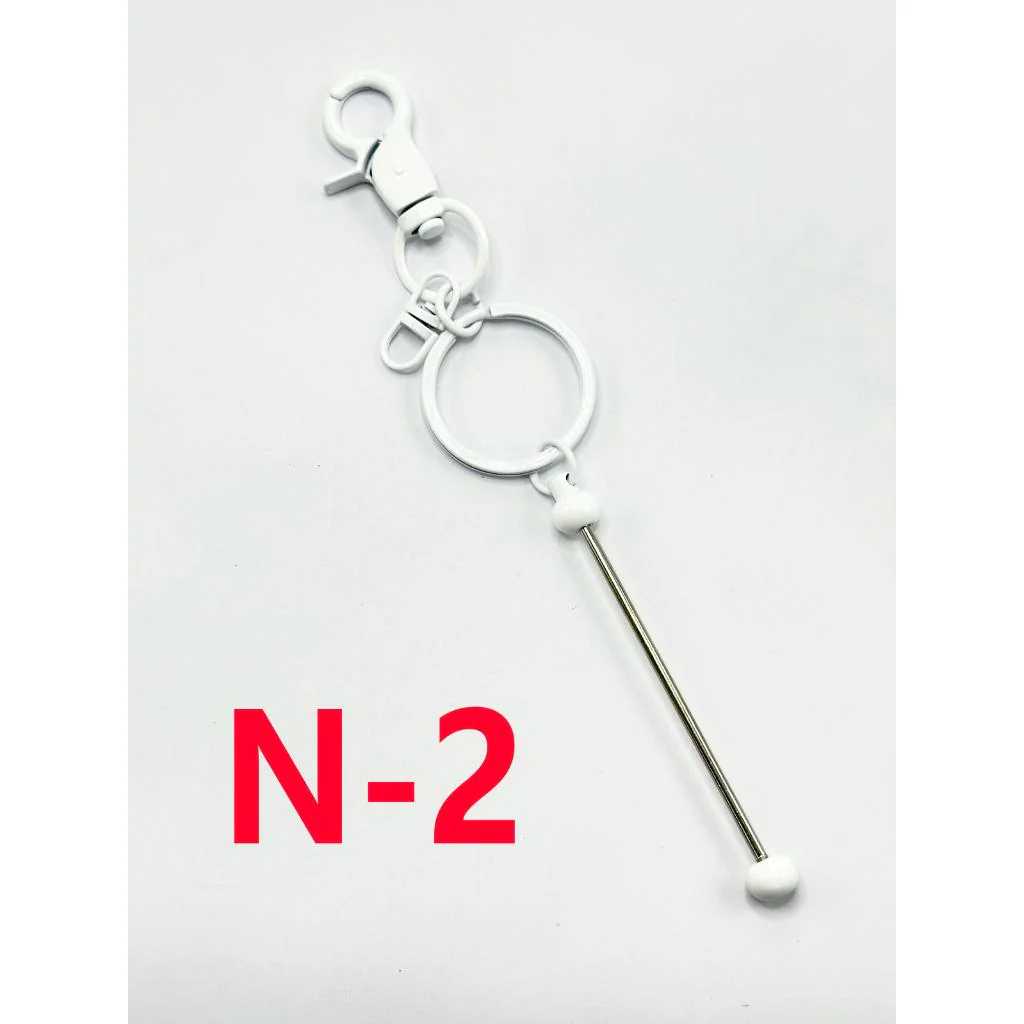 Silicone Bead Keychains, Metal Beadable Keychains with Bar and New Style Small Lobster Clasp in Solid Colors - Image 3