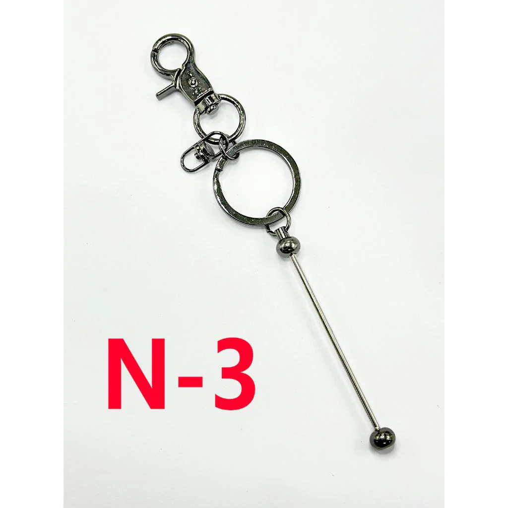 Silicone Bead Keychains, Metal Beadable Keychains with Bar and New Style Small Lobster Clasp in Solid Colors - Image 4