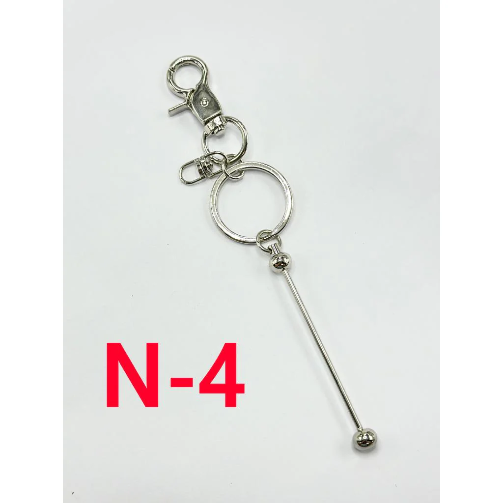Silicone Bead Keychains, Metal Beadable Keychains with Bar and New Style Small Lobster Clasp in Solid Colors - Image 5