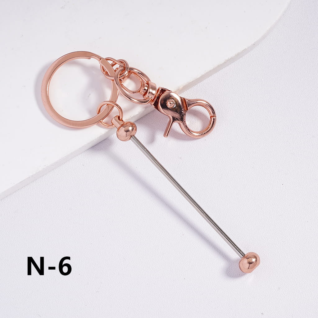 Silicone Bead Keychains, Metal Beadable Keychains with Bar and New Style Small Lobster Clasp in Solid Colors - Image 7