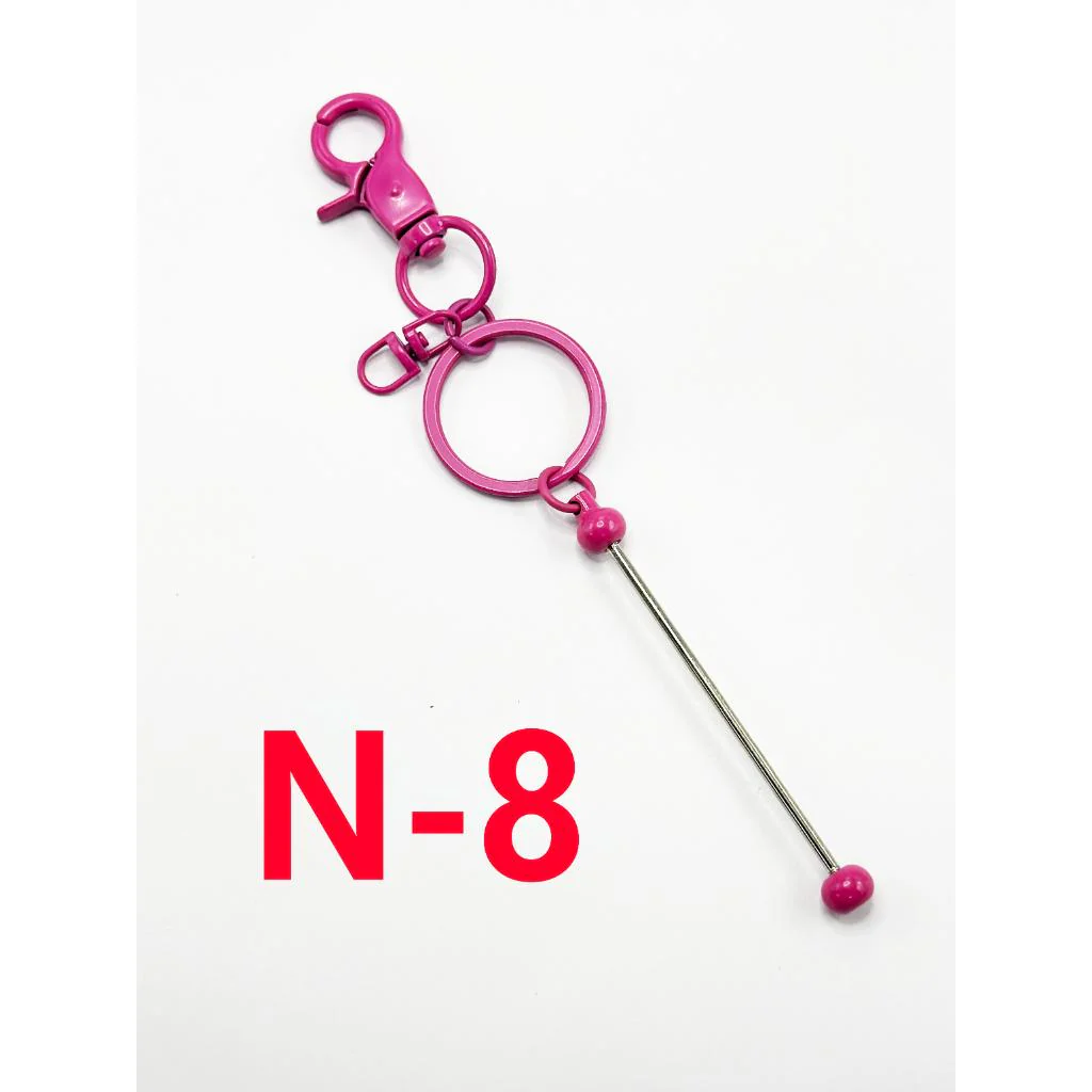 Silicone Bead Keychains, Metal Beadable Keychains with Bar and New Style Small Lobster Clasp in Solid Colors - Image 9