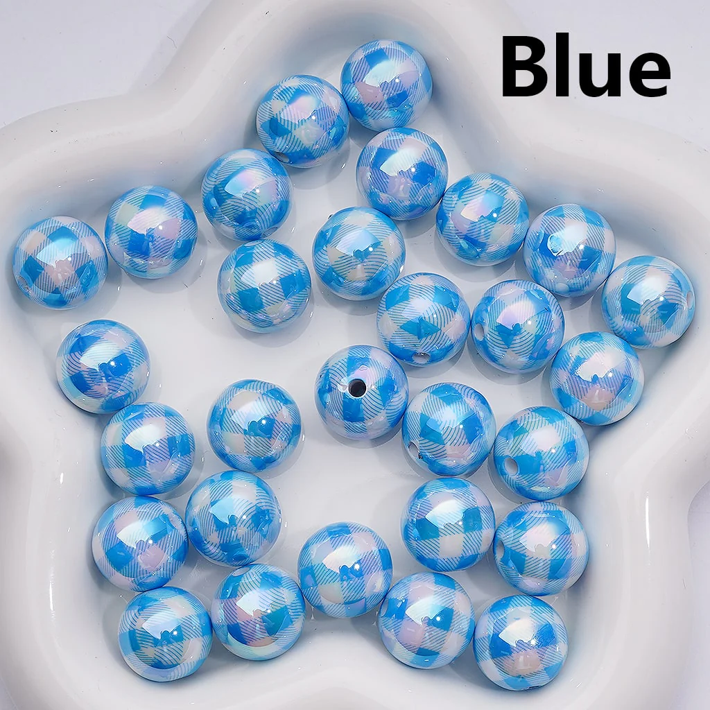 UV Coating Multi-Color Checkered Round Acrylic Beads, 16MM (Single Color is available for 200pcs(Whole bag)) - Image 4