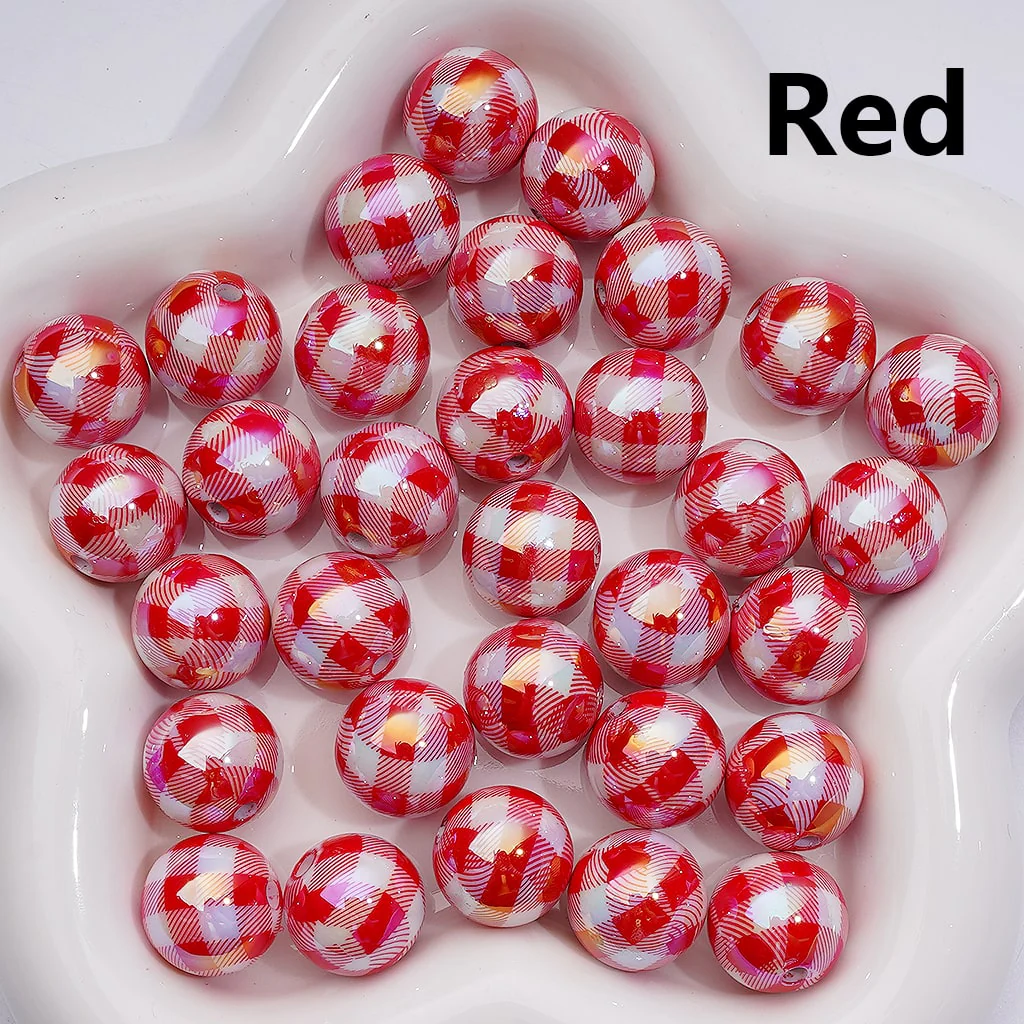 UV Coating Multi-Color Checkered Round Acrylic Beads, 16MM (Single Color is available for 200pcs(Whole bag)) - Image 5