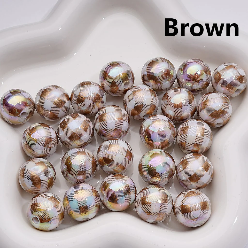 UV Coating Multi-Color Checkered Round Acrylic Beads, 16MM (Single Color is available for 200pcs(Whole bag)) - Image 6