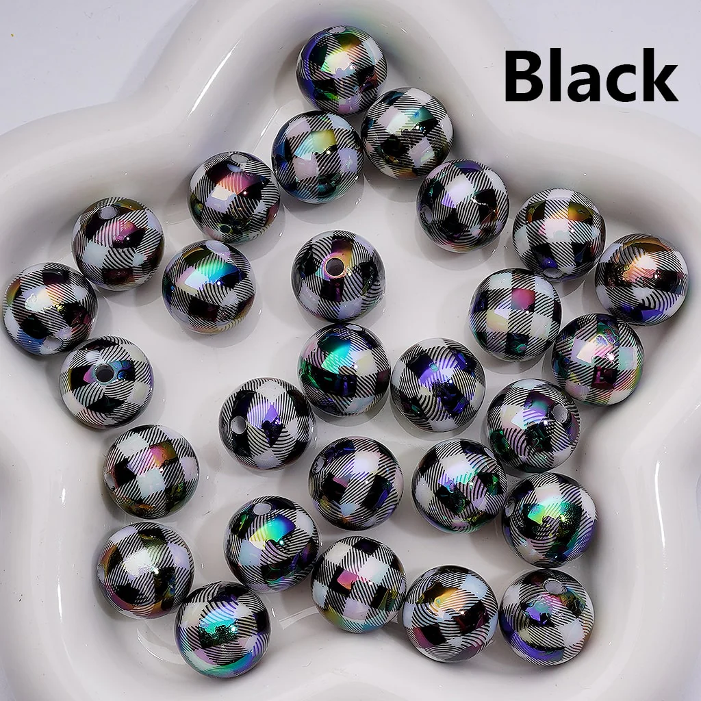 UV Coating Multi-Color Checkered Round Acrylic Beads, 16MM (Single Color is available for 200pcs(Whole bag)) - Image 7
