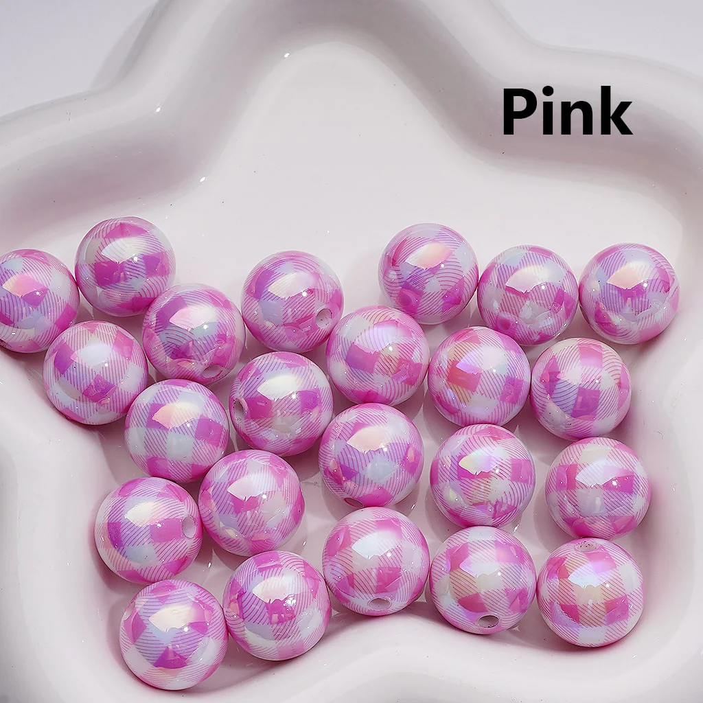 UV Coating Multi-Color Checkered Round Acrylic Beads, 16MM (Single Color is available for 200pcs(Whole bag)) - Image 8