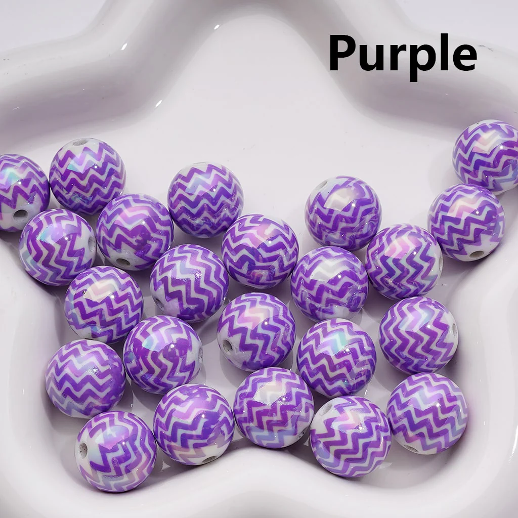 UV Coating Multi-Color Wave Stripes Round Acrylic Beads, 16MM (Single Color is available for 200pcs(Whole bag)) - Image 3