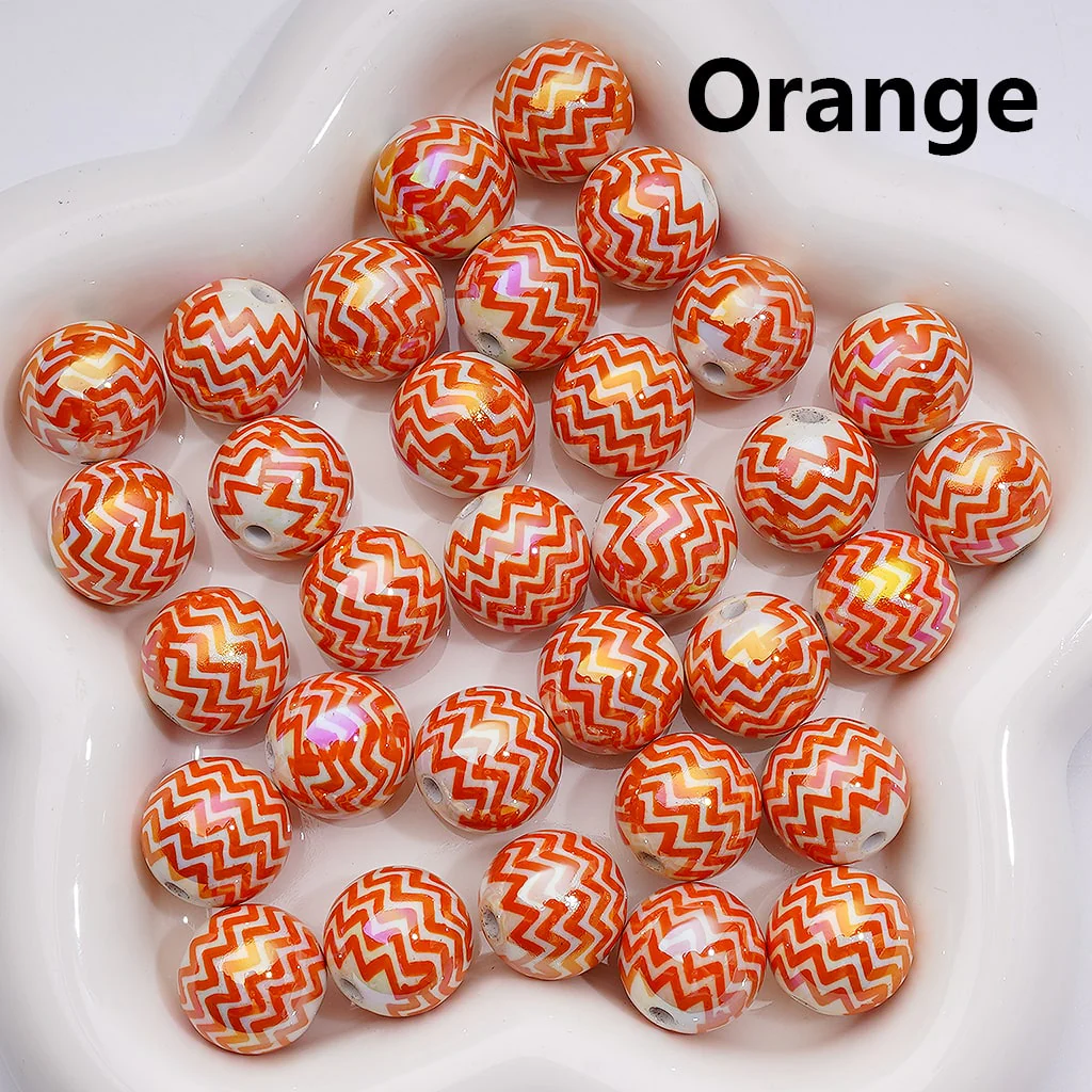 UV Coating Multi-Color Wave Stripes Round Acrylic Beads, 16MM (Single Color is available for 200pcs(Whole bag)) - Image 4