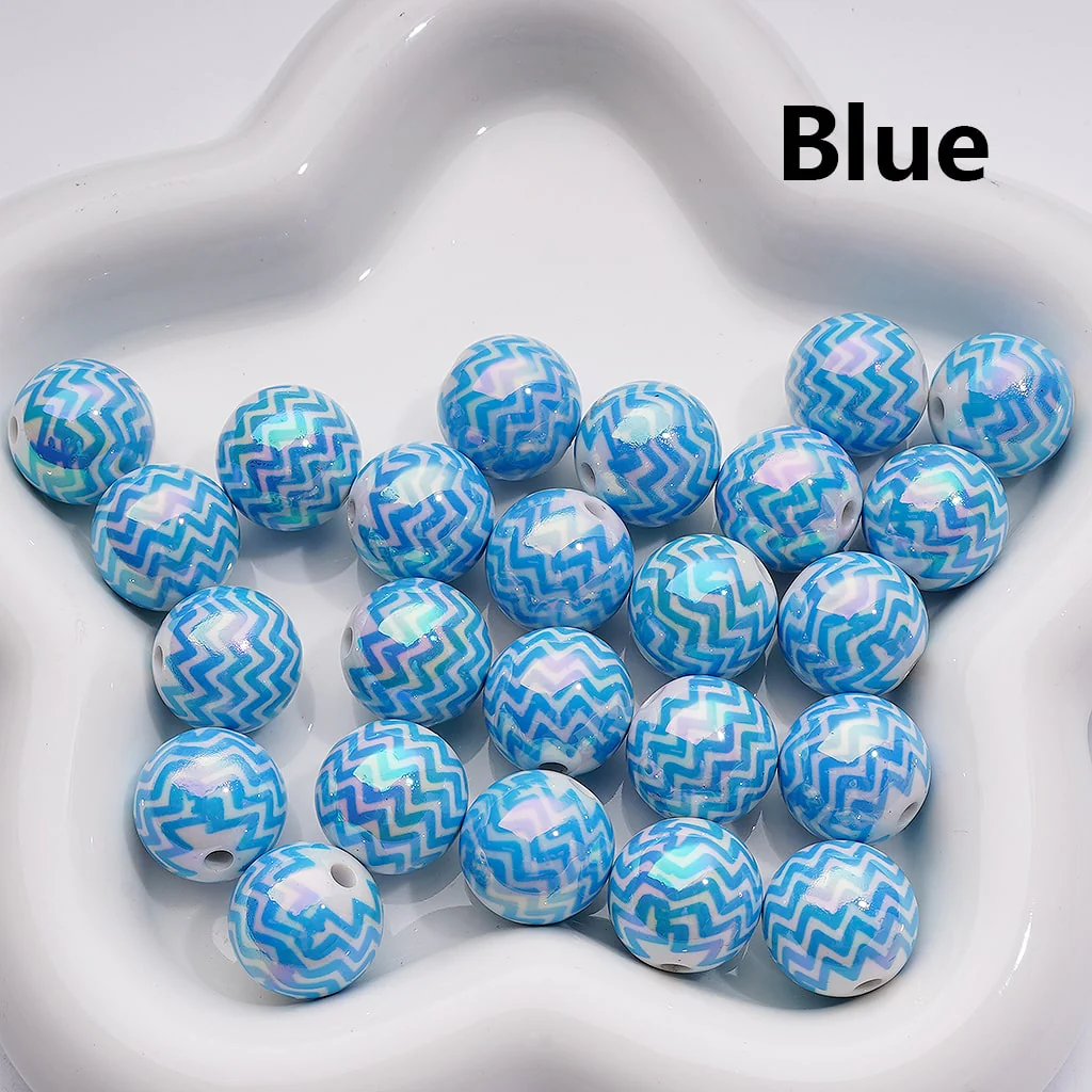 UV Coating Multi-Color Wave Stripes Round Acrylic Beads, 16MM (Single Color is available for 200pcs(Whole bag)) - Image 7