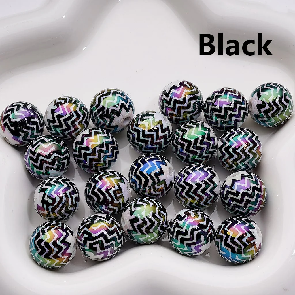 UV Coating Multi-Color Wave Stripes Round Acrylic Beads, 16MM (Single Color is available for 200pcs(Whole bag)) - Image 8