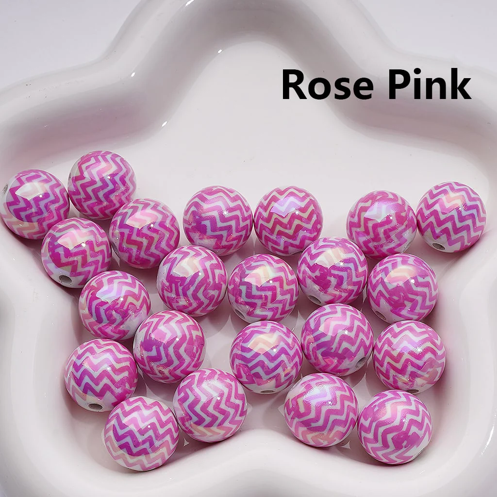 UV Coating Multi-Color Wave Stripes Round Acrylic Beads, 16MM (Single Color is available for 200pcs(Whole bag)) - Image 9